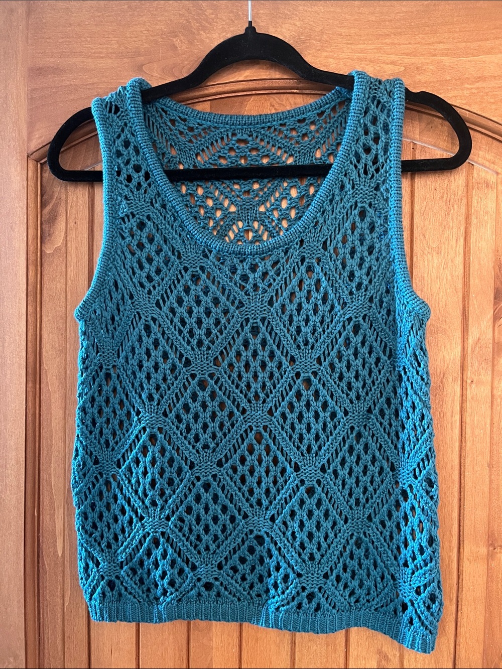 Teal Crochet Knit Tank Top - Women